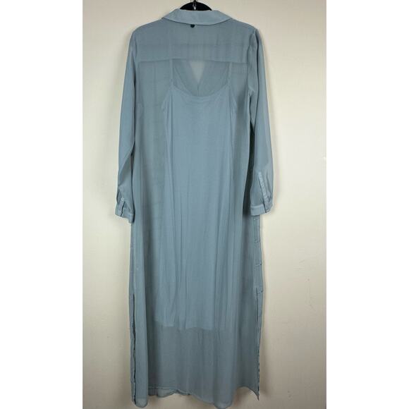 Soft Surroundings Pastel Blue Embroidered Button Front 2pc Maxi Coquette Dress M - Picture 5 of 9